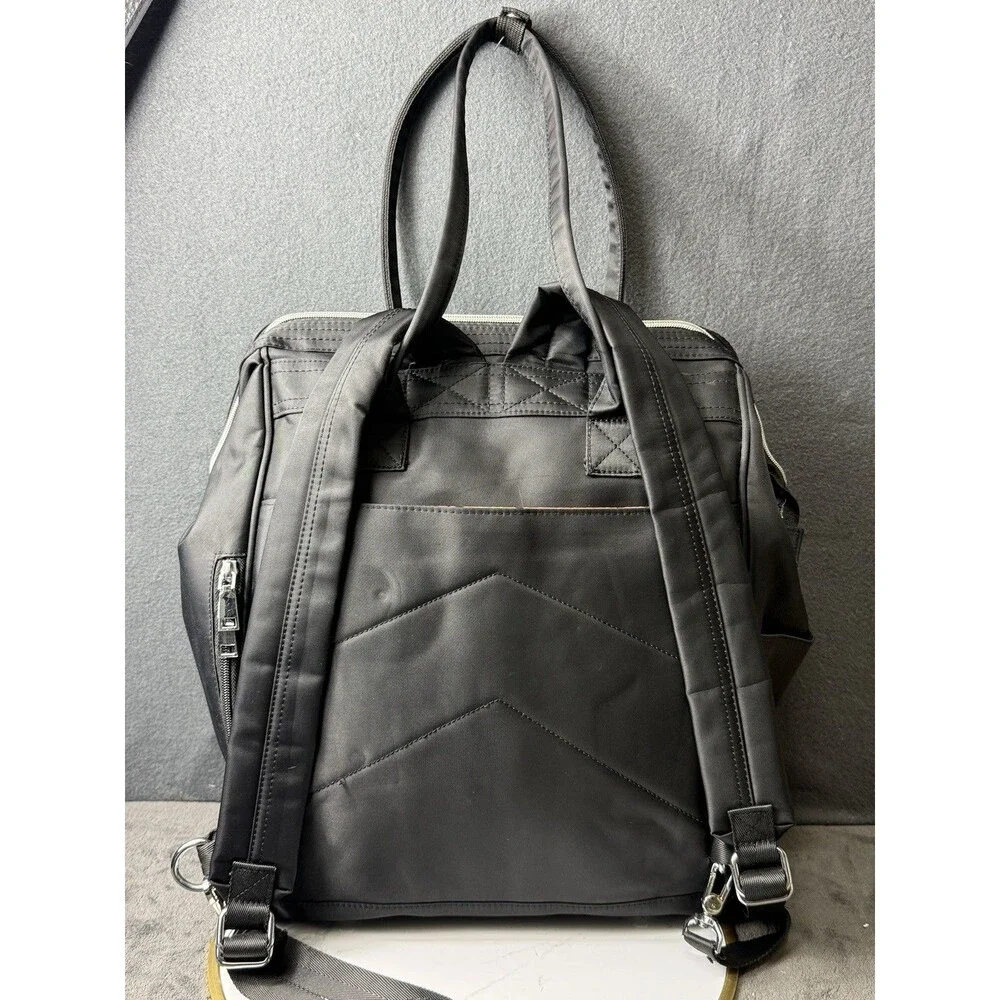 Tuff Togs Convertible Backpack Diaper Bag Large Travel Shoulder Tote Black Gray